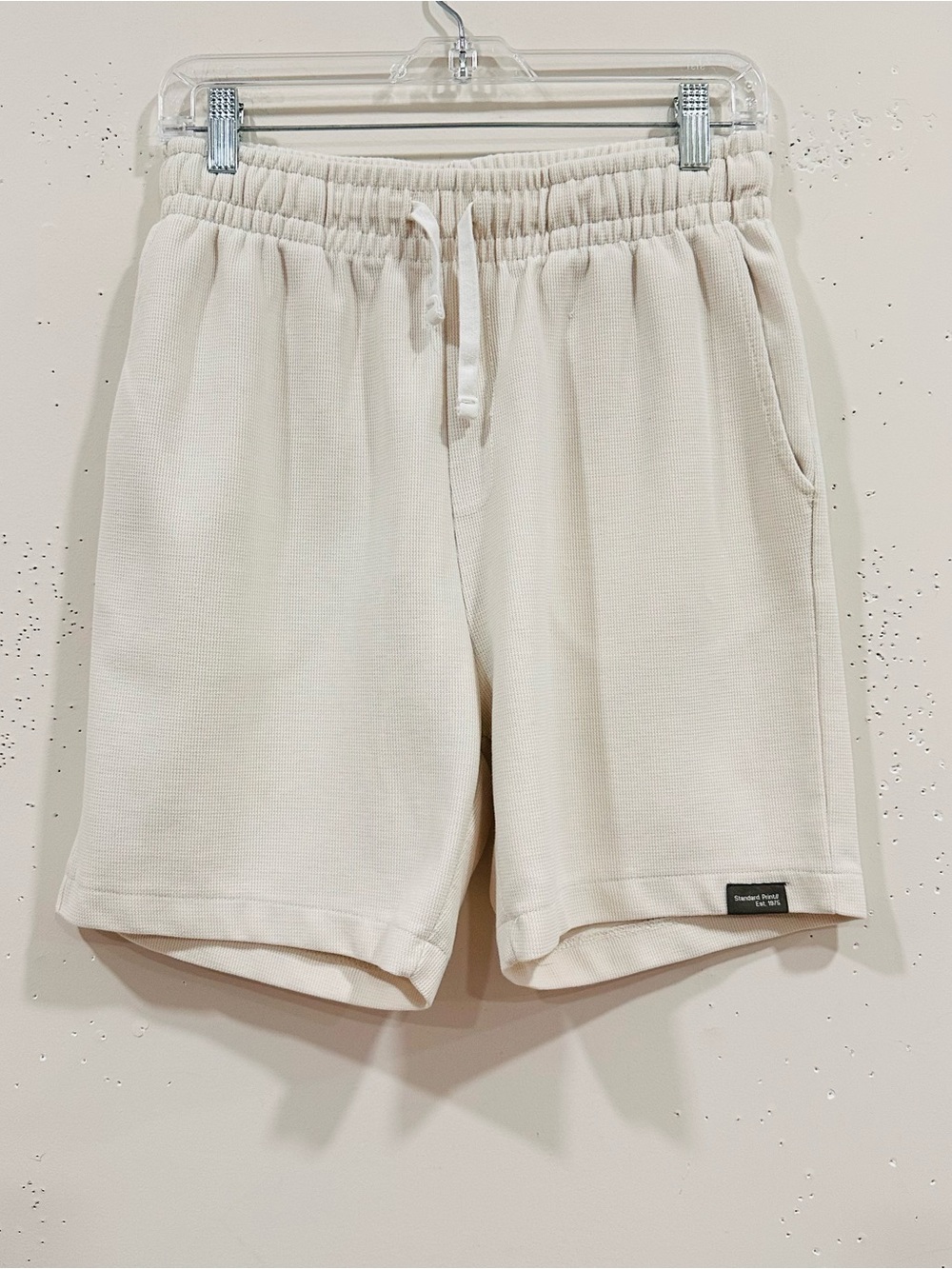 ZARA Men's Textured Knit Shorts Size M  Casual Lounge Summer Beige